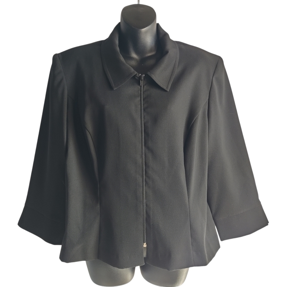 Vintage Fashion Bug Women's Black Shoulder Pads Blazer Jacke Size L